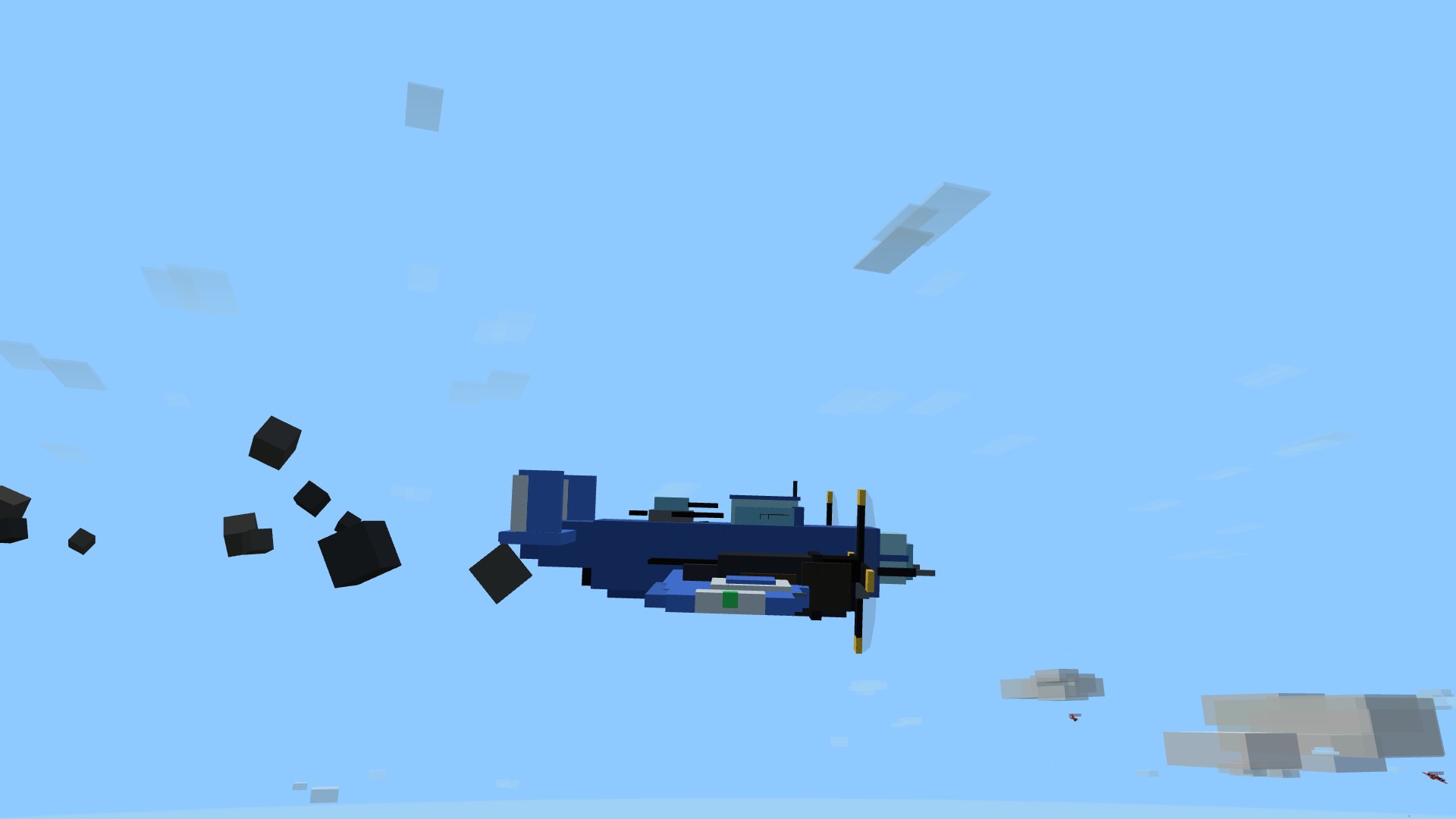 A cobalt Ironclad in side profile with scorch and flak holes punched the length of its fuselage and one engine trailing smoke