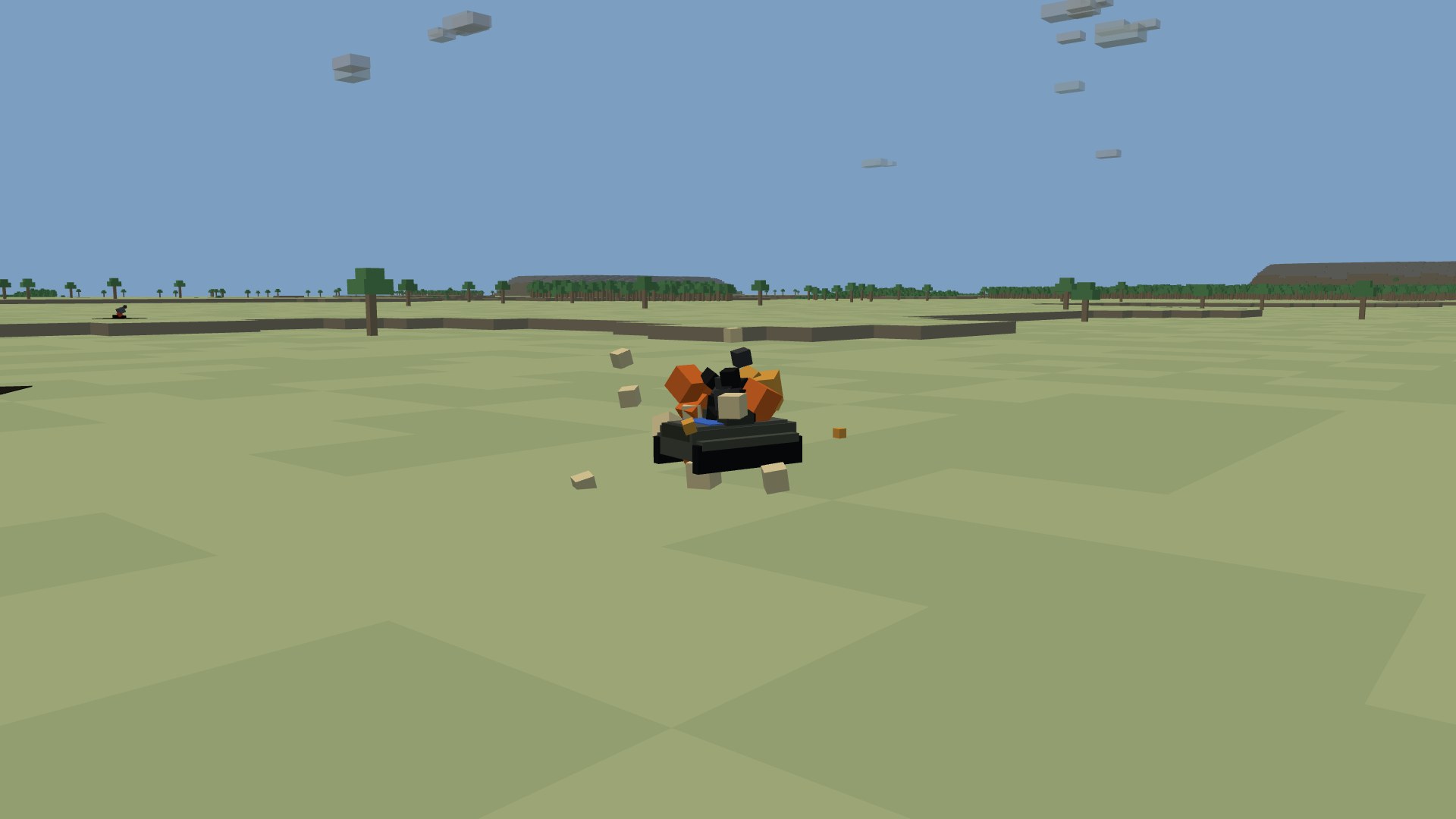 A knocked-out fighting vehicle burning under a storm sky, flame jetting from its hatches as its ammunition cooks off, the killer tank rolling past